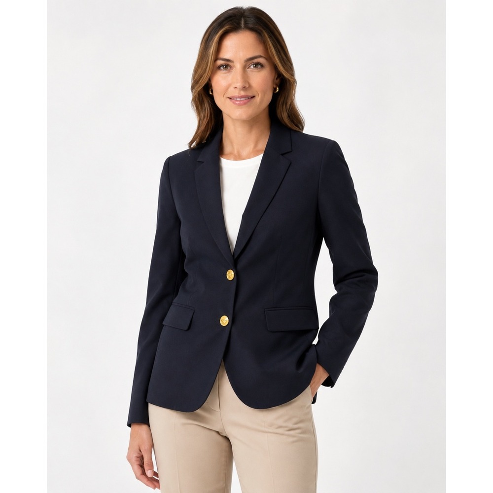 Brooks Brothers 346 Navy Blue Wool Blazer Gold Crest Buttons Petite 10P NWT